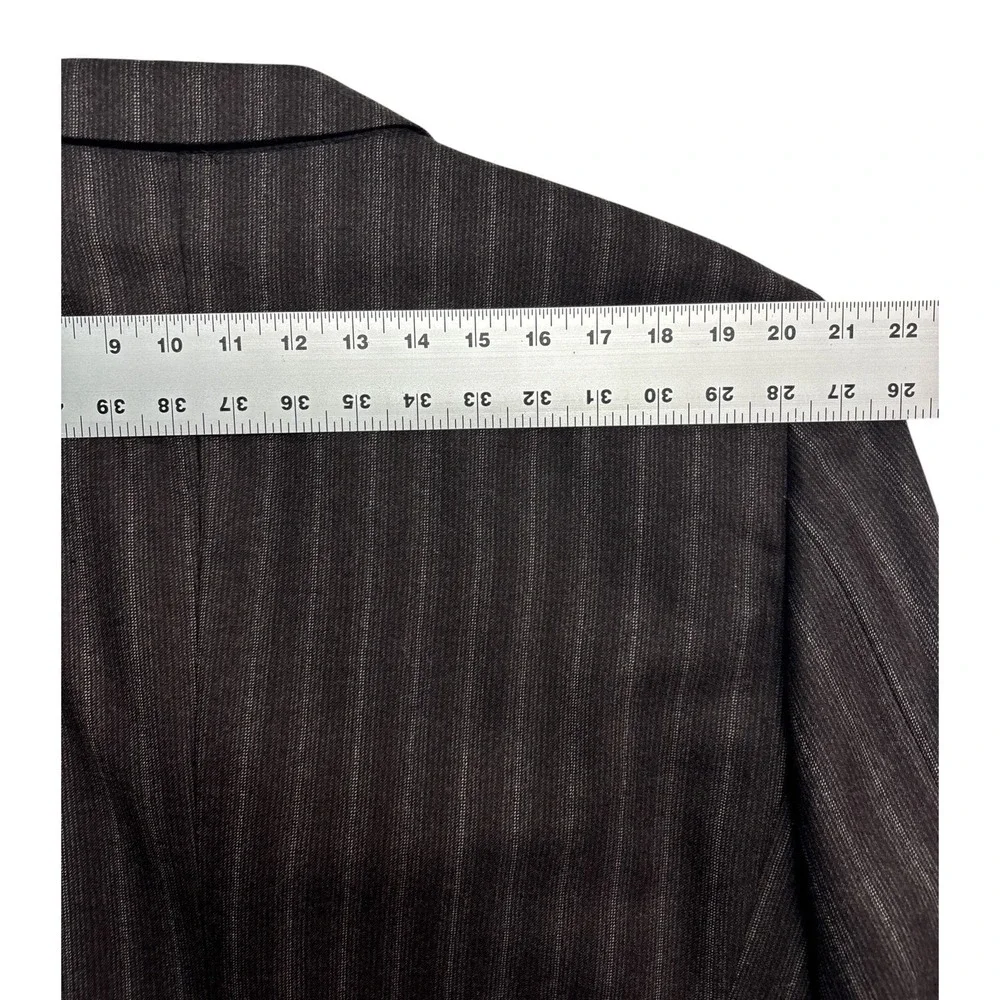 John W Nordstrom 46L 40x32 Brown Stripe Pant Suit Flannel Wool Italian Fabric
